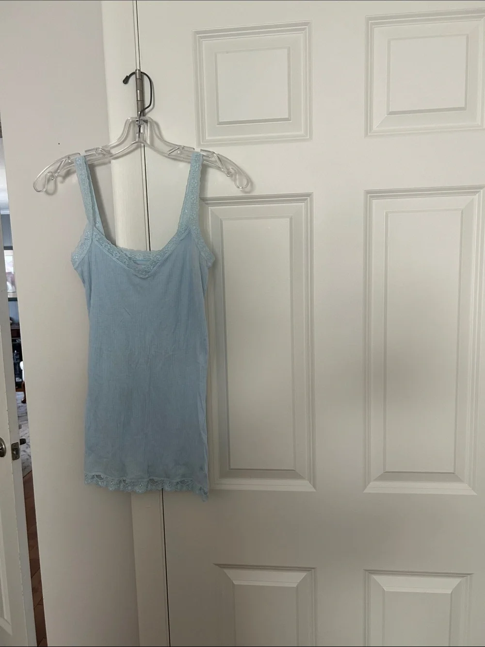 Hollister Light Blue Lace-Trim Ribbed Camisole/T-Shirt